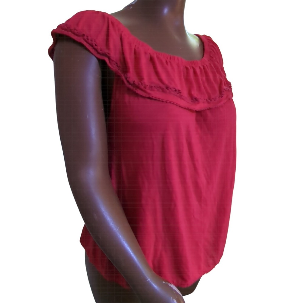 Faded Glory XXL 20 women off shoulder crochet ruffle blouse fiesta peasant